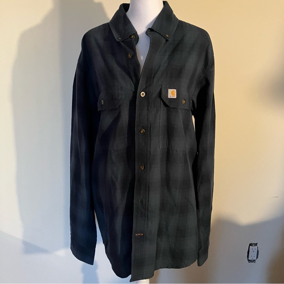 Carhartt Other - Men’s Carhartt Blue/Black Flannel Button up Shirt NWOT size Medium